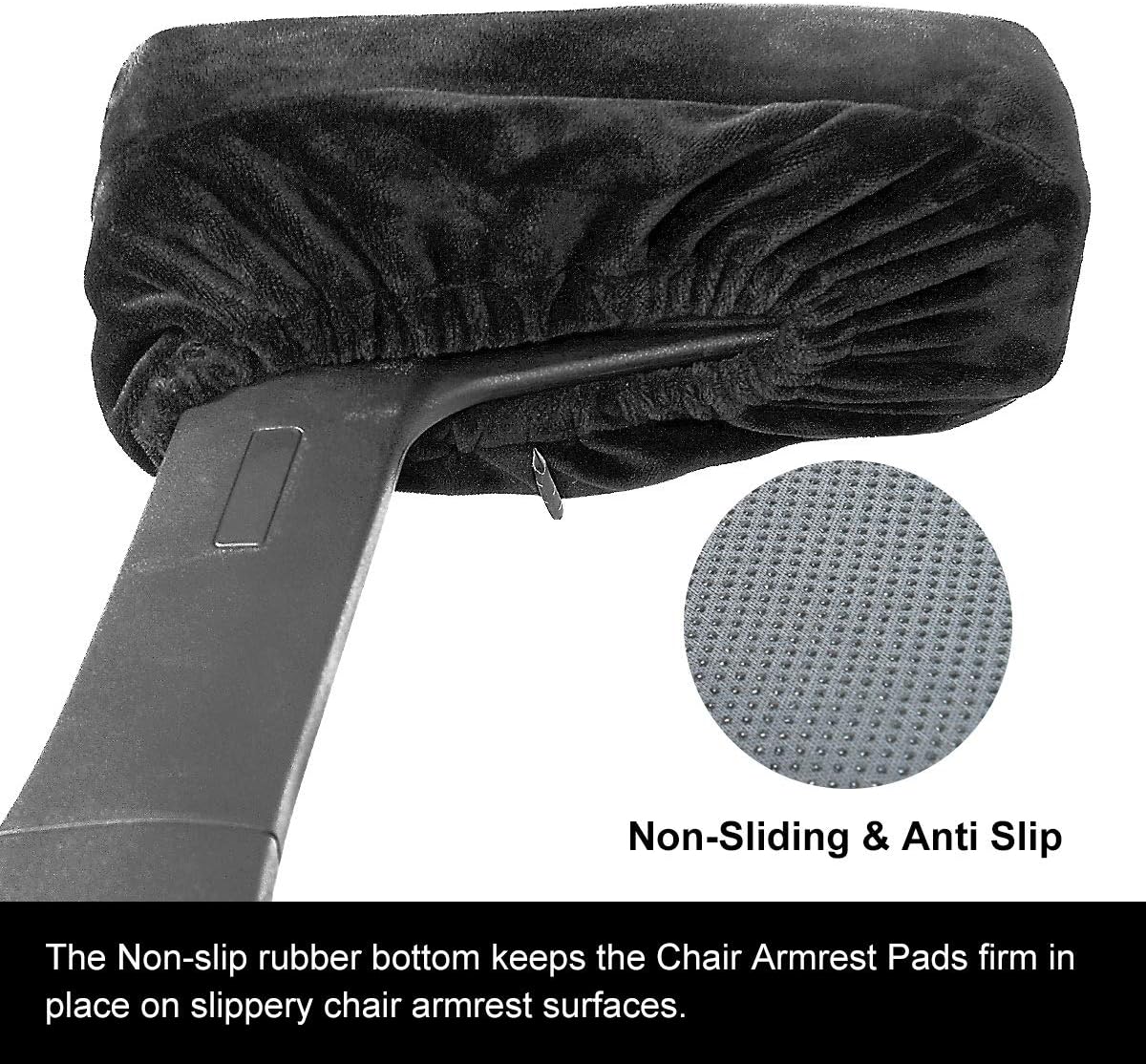 Ergonomic Memory Foam Office Chair Armrest Pads, Comfy Gaming Chair Arm Rest Covers for Elbows and Forearms Pressure Relief(Set of 2), Stretch Fit, Black