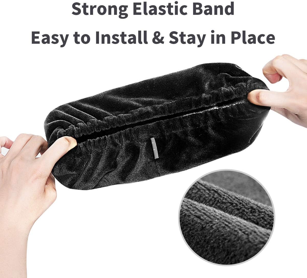 Ergonomic Memory Foam Office Chair Armrest Pads, Comfy Gaming Chair Arm Rest Covers for Elbows and Forearms Pressure Relief(Set of 2), Stretch Fit, Black