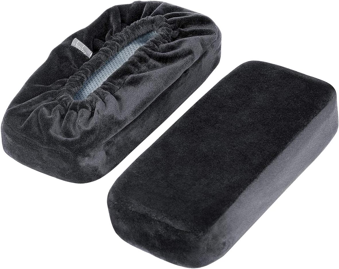 Ergonomic Memory Foam Office Chair Armrest Pads, Comfy Gaming Chair Arm Rest Covers for Elbows and Forearms Pressure Relief(Set of 2), Stretch Fit, Black