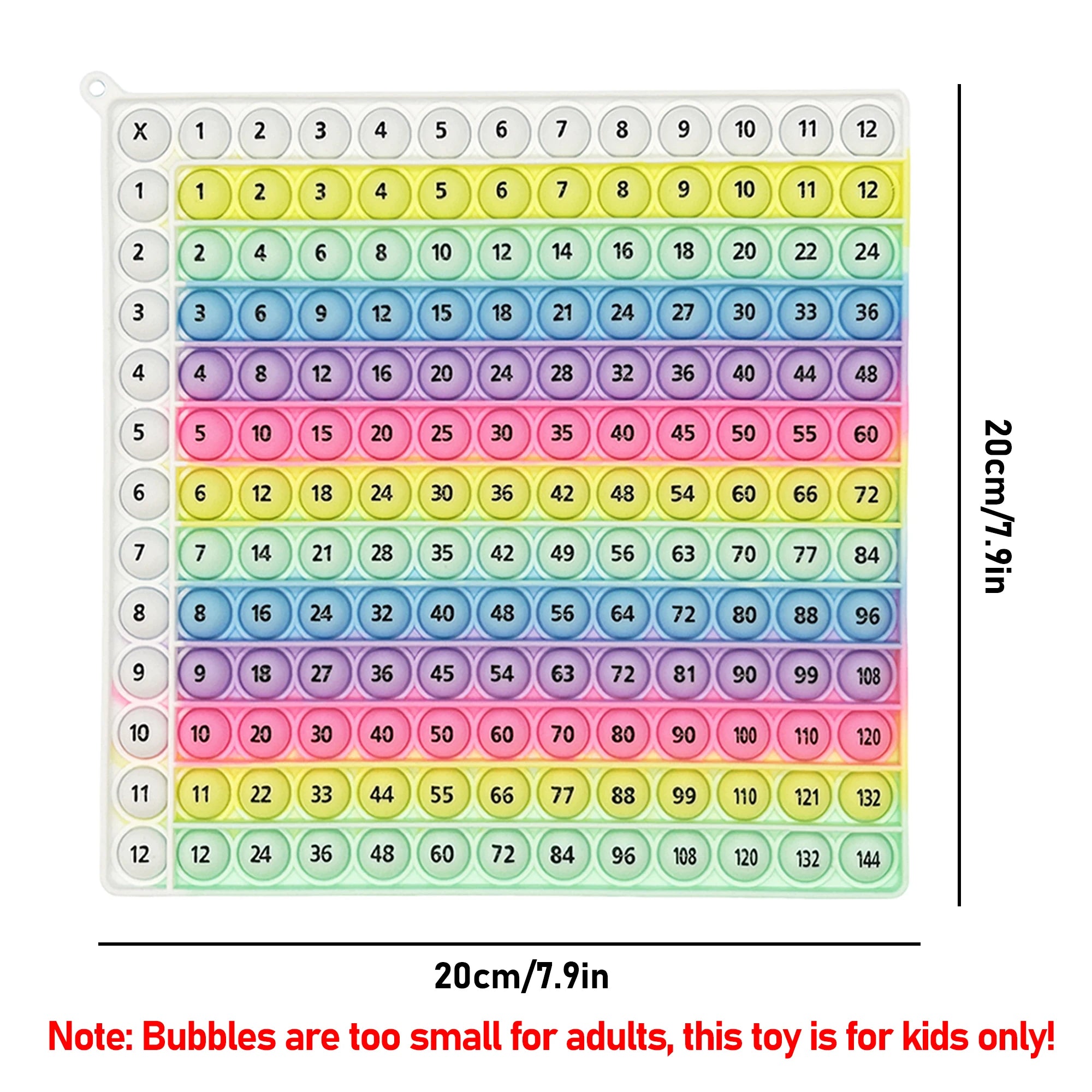 Numbers 12x12 Multiplication 12+12 Addition Math Games Fidget Toy Quick Push Educational Learning Toys with Push Bubbles for Kid