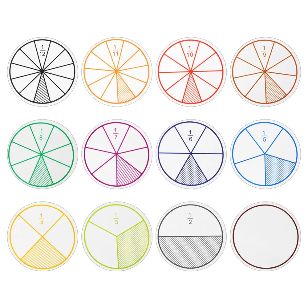 9Set EVA Round Shaped Fractions Instrument Montessori Math Educational Toys Math Learning Tool Student Teaching Gifts
