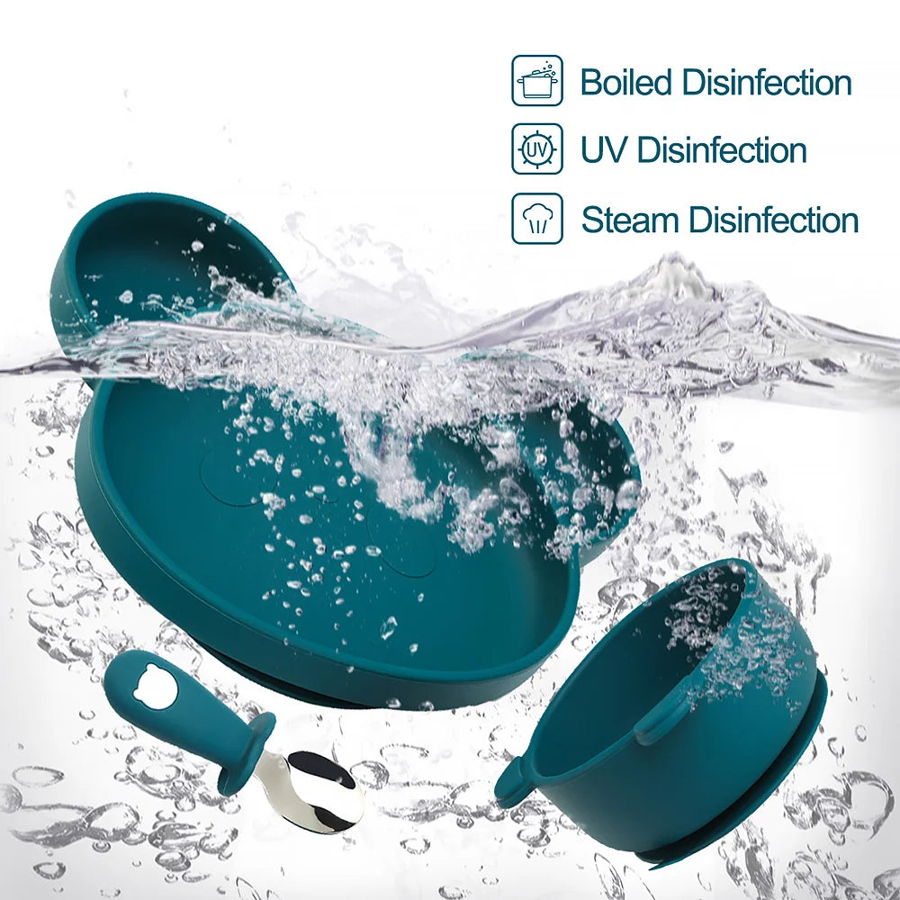 1PC Baby Silicone Dishes Dining Bowls Pumpkin Shape Feeding BPA Free Tableware Cartoon Plates Children Baby Feeding Dinner Bowl