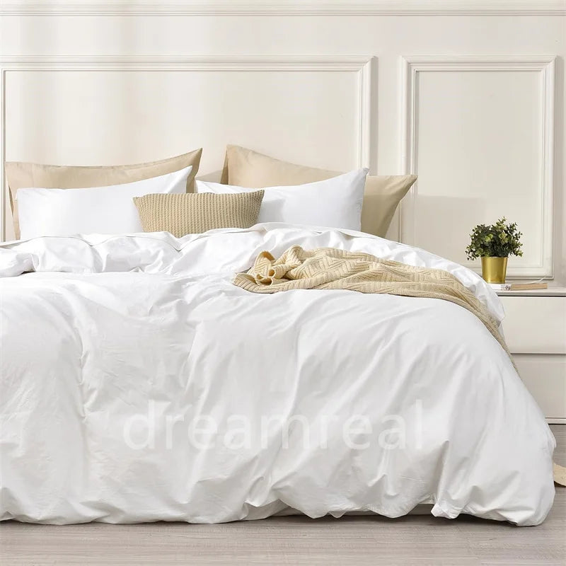 100% Cotton Bed Linen Bedding Set Washed Cotton Four Pieces Bed Sheet Set Comforter Sets Dolid Double Couple Bed Quilt Cover