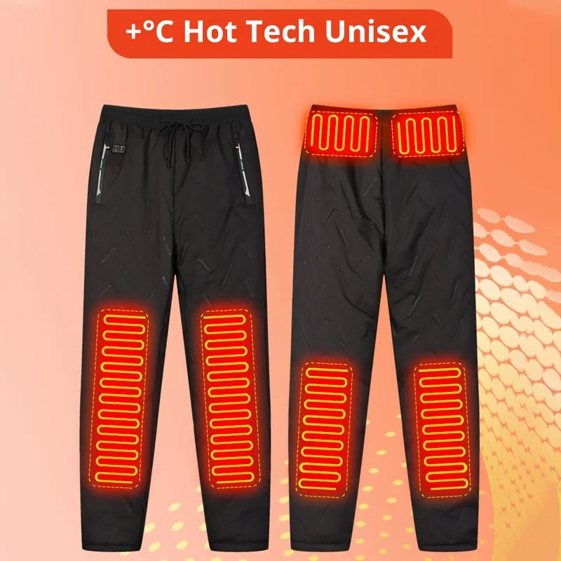 Smart USB Controlled Heated Fleece Lined Winter Pants Electric Thermal Warm Pants Lamb Velvet Heating Trousers Motorcycle Gear