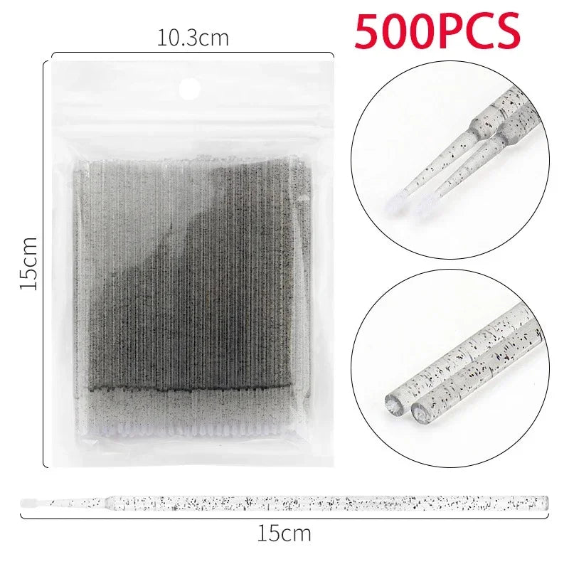 500/1000PCS Eyelash Cleaning Brush Highly Colorful Crystal Brush Eyelash Micro Brush Beauty Makeup Clean Remover Tool Wholesaler