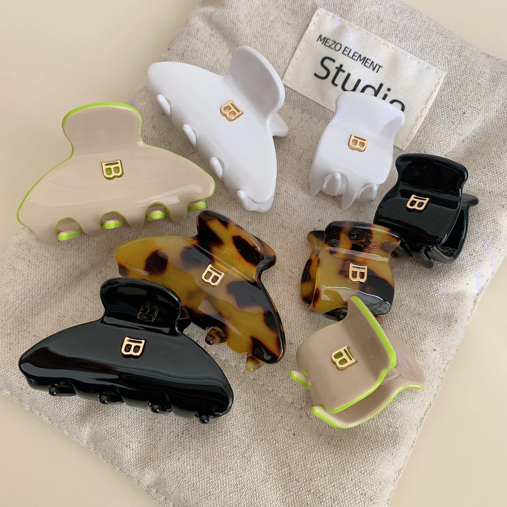 Korean Style of letter B Hairclaw for Women Acetic Acid Arc Grab Clip Girl High Ponytail Premium Hair Accessories Crab Hairpin