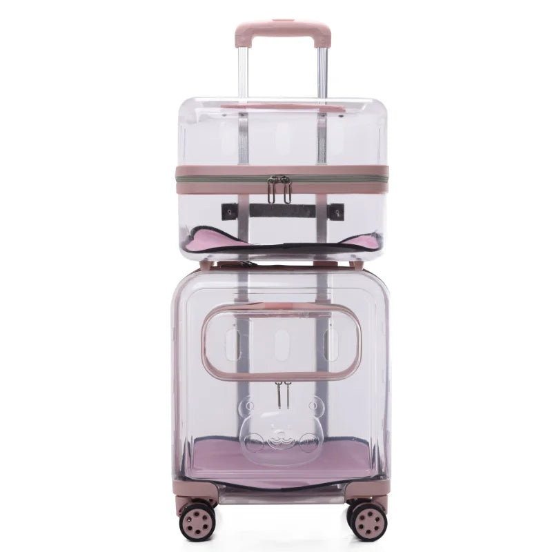 Transparent Pet Stroller Double-layer Rolling Cat Carrier Space Capsule Dog Travel Case Backpack for Cat Ventilated Pet Supplies