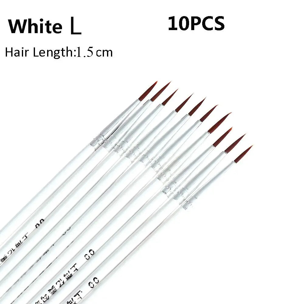 10Pcs Fine Hand Painted Thin Hook Line Pen Drawing Art Pen Nylon Brush Makeup Eyeliner Pen Detail Brush Cosmetics Art Supplies