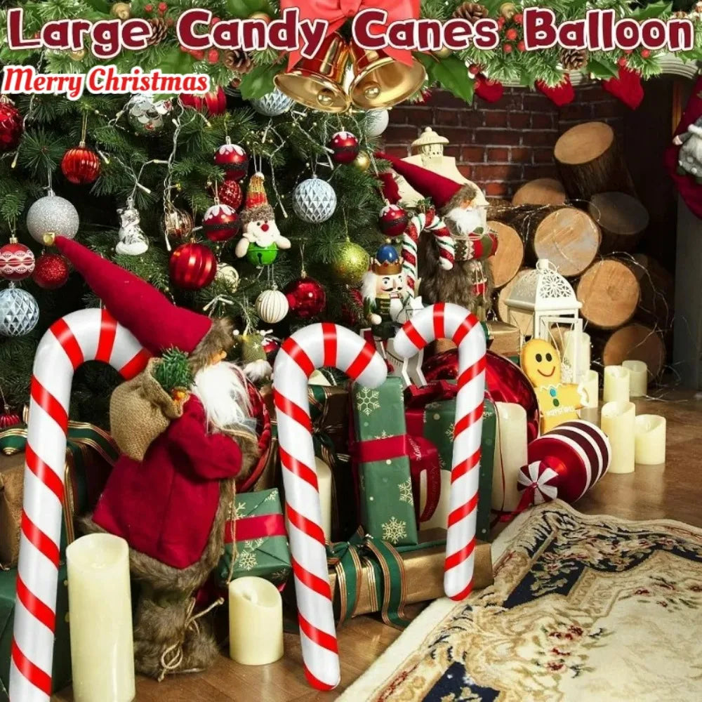 Inflatable Candy Cane Christmas Decorations PVC Xmas Candy Canes Balloons Hanging Ornament Indoor Outdoor Holiday Decorations