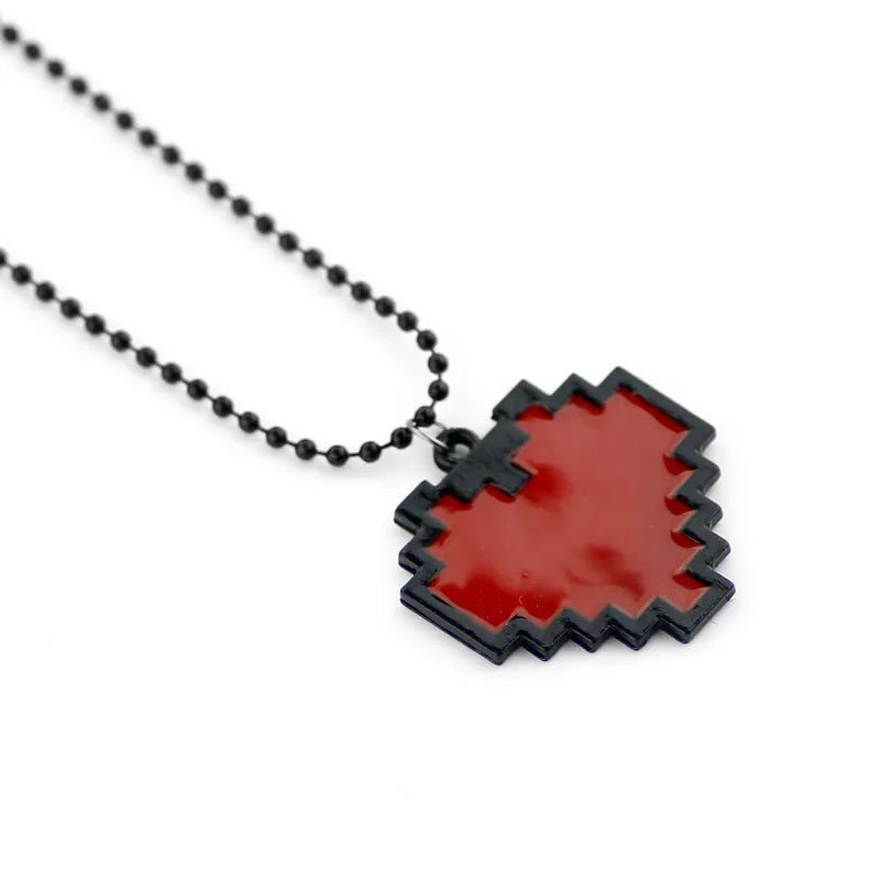 Game Undertale Necklace 3D Stereoscopic Pixel Heart Charm Necklace Cosplay Jewelry