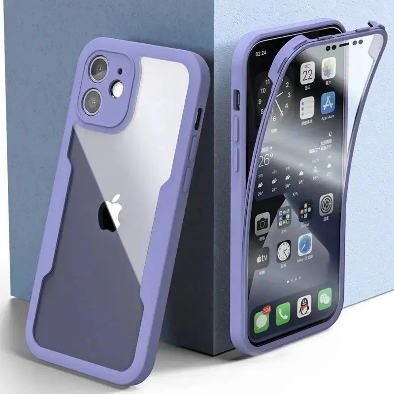 360 Full Body Front+Back Clear Case For iPhone 16 15 14 13 11 12 Pro Max XS X XR 7 8 Plus SE 2022 Silicone  Shockproof Cover