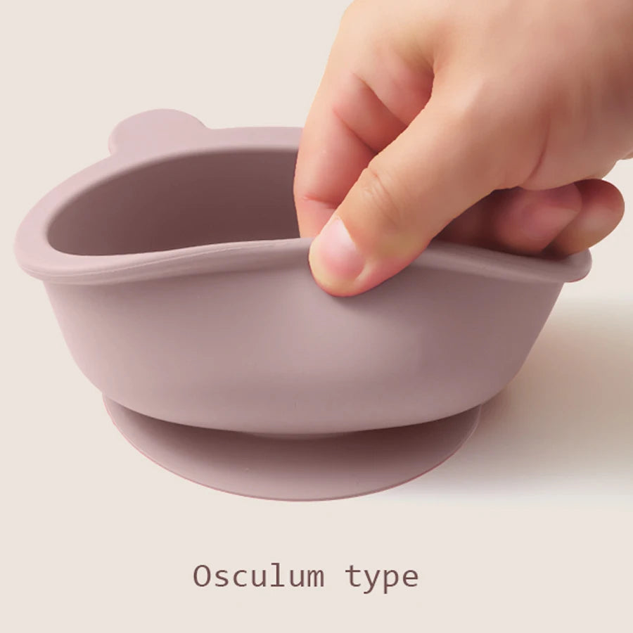 Color Kids Silicone Feeding Baby Tableware Cute Cartoon Bear Bowl Suction Feeding Bowl toddle Training Dinner Dishes Baby Stuff