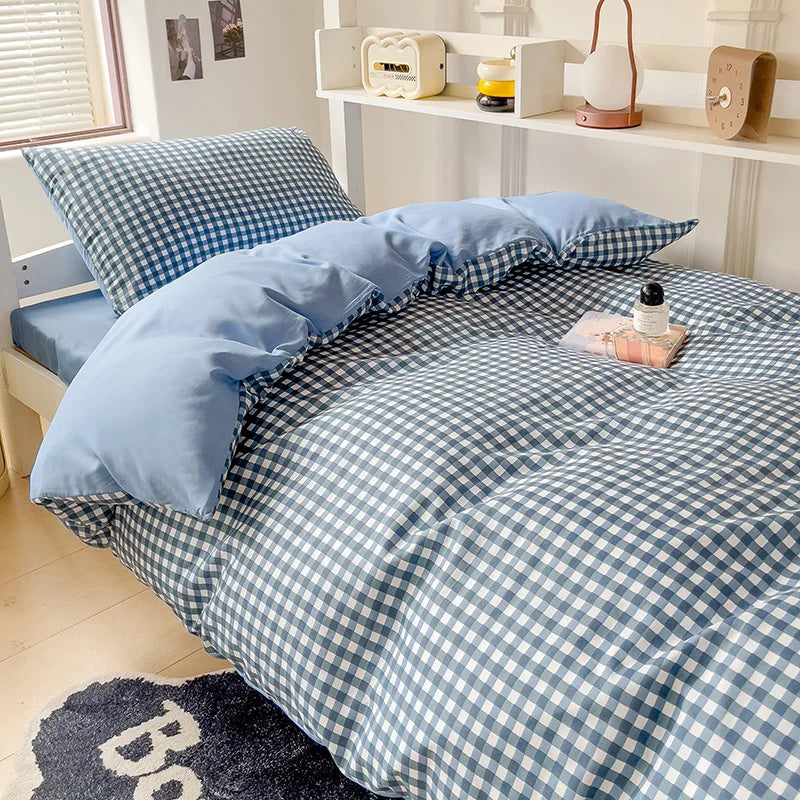 3pcs washed comforter Set for Bedroom Apartment Student dormitory Simple popular multi-size (1pcQuilt cover +2pcs pillowcase)