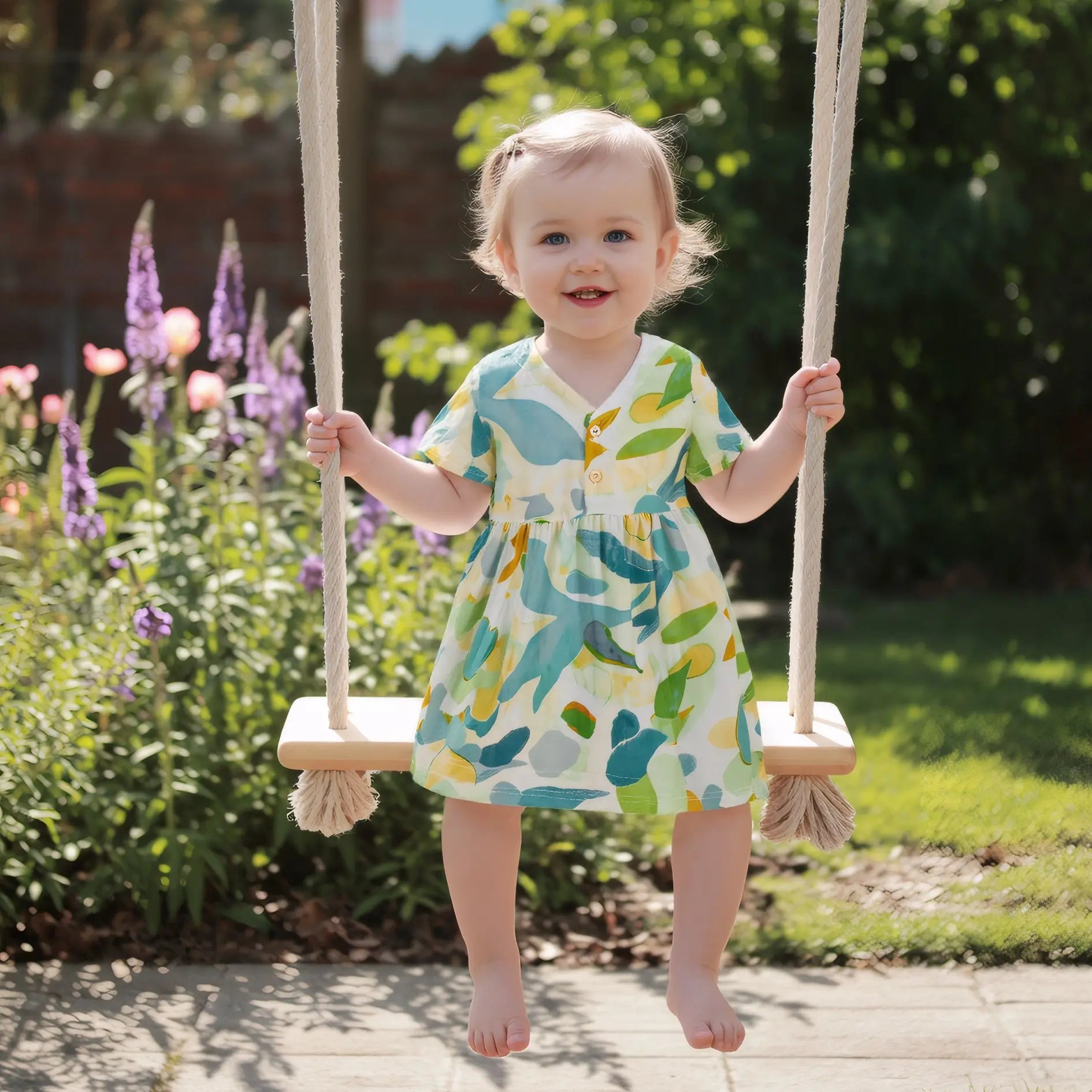 Sanlutoz Casual Short Sleeve Baby Dress Country Style Little Girls Dress Summer