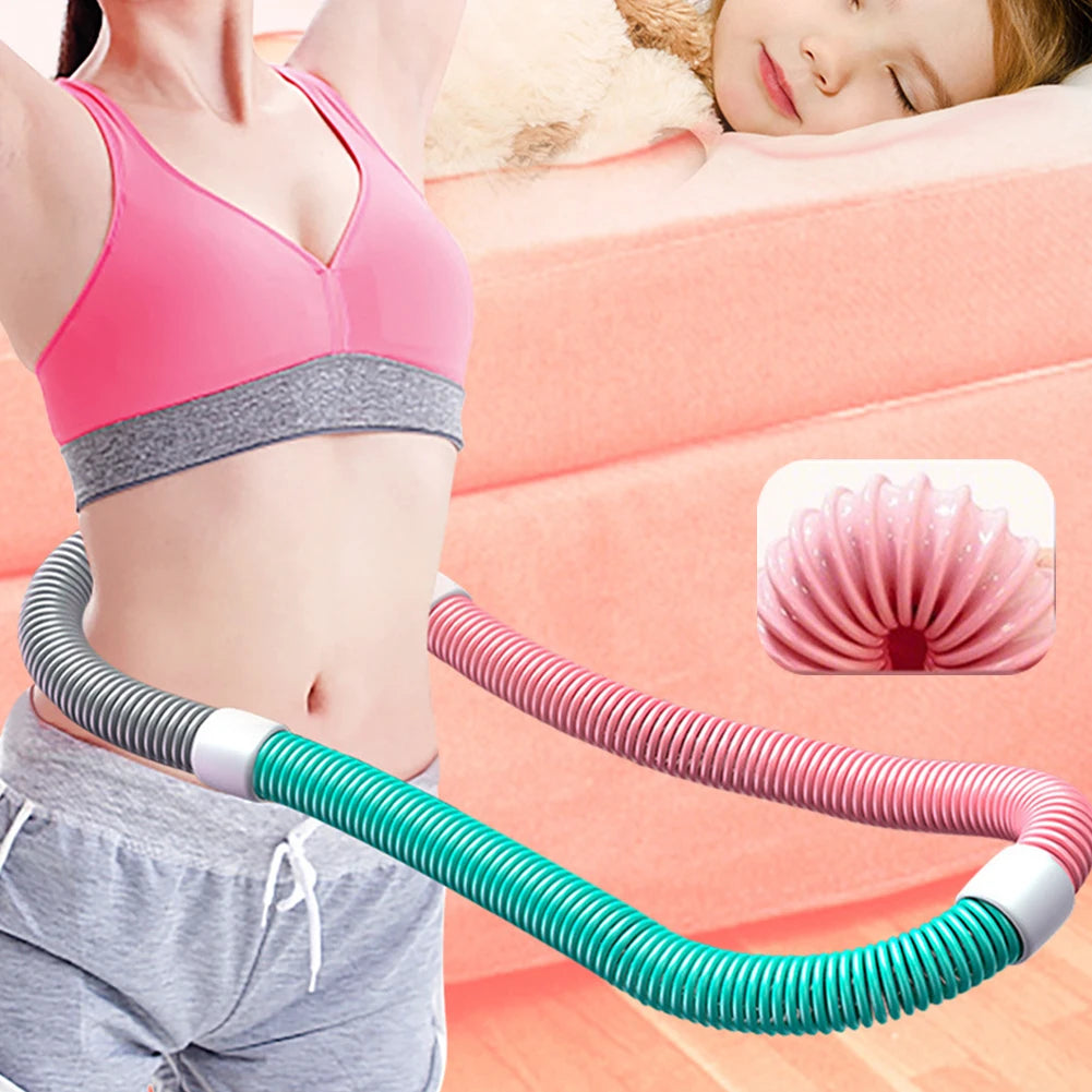Weighted Fitness Hoop Portable Soft Spring Hoop Quiet Design Foldable Waist Toning Hoop Belly Exercise Hoop for Cardio Exercise