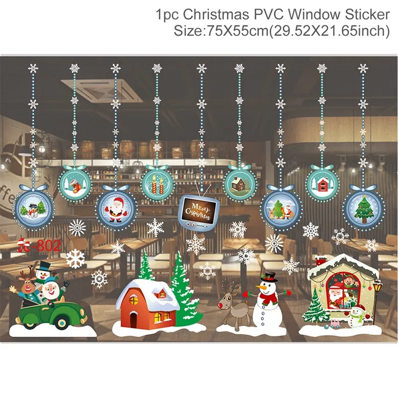 Christmas Window Stickers Christmas Wall Sticker Kids Room Wall Decals Merry Christmas Decorations For Home New Year Stickers