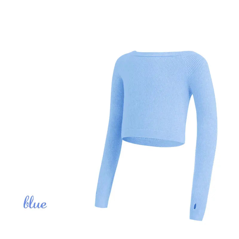 Girls Ballet Sweater Kids Ballet Tops Dance Knitwear Sweater Warm Thermal Dance Coat Boat Neck Knitted Jacket Dance Tops Girls