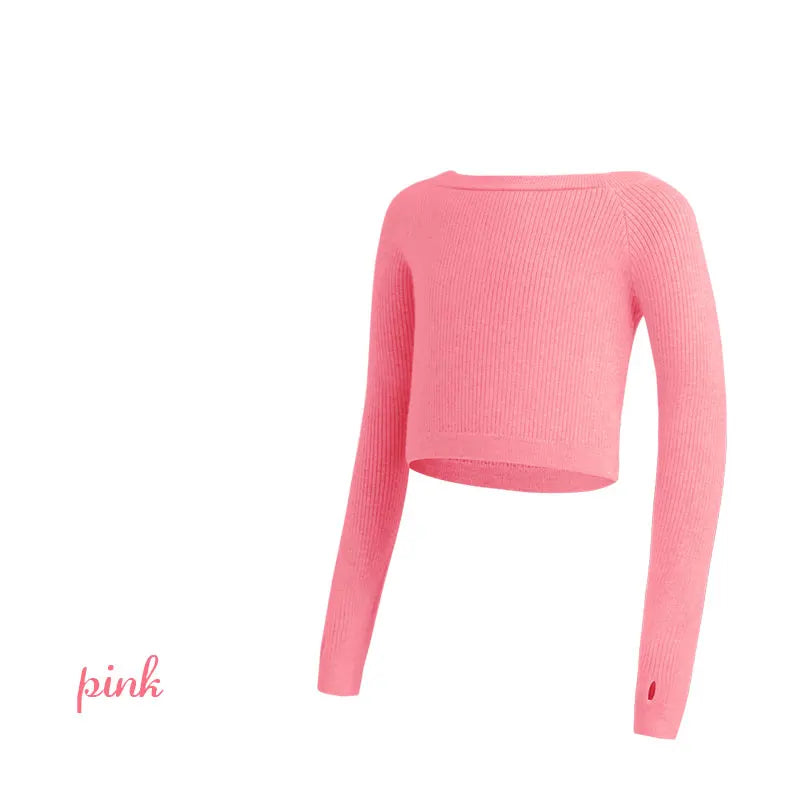 Girls Ballet Sweater Kids Ballet Tops Dance Knitwear Sweater Warm Thermal Dance Coat Boat Neck Knitted Jacket Dance Tops Girls