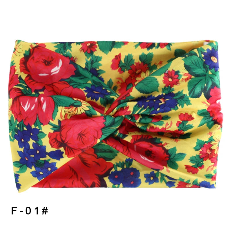 Printed Wide Elastic Headband Pilates Yoga  Running Cycling Hairband Turban Makeup Hair Hoop Makeup Headwrap for Women Girl