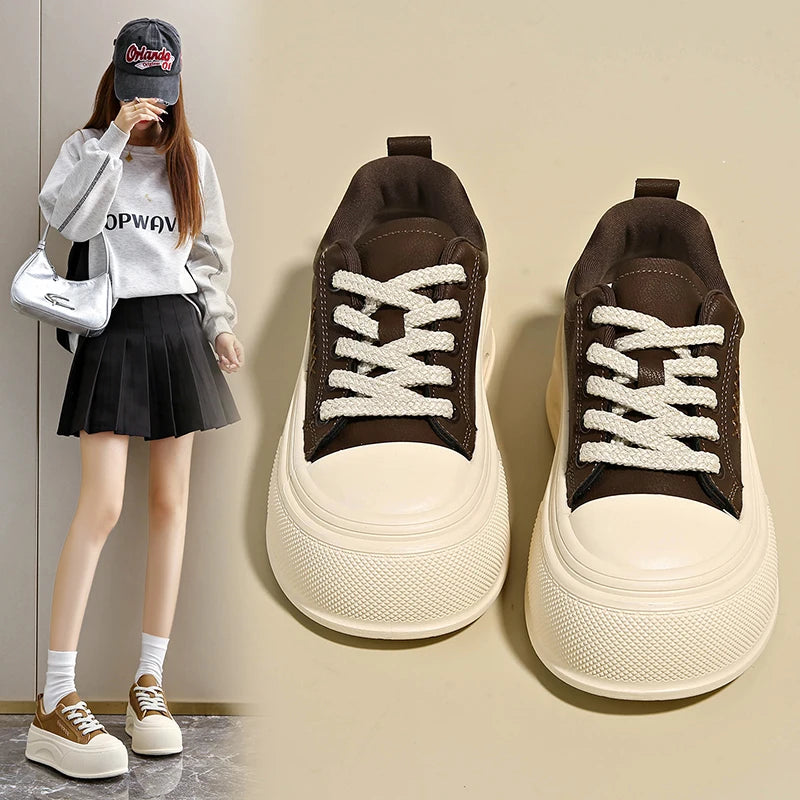 Platform casual sneakers with thick soles, stylish and versatile, height-increasing sports shoes 2810