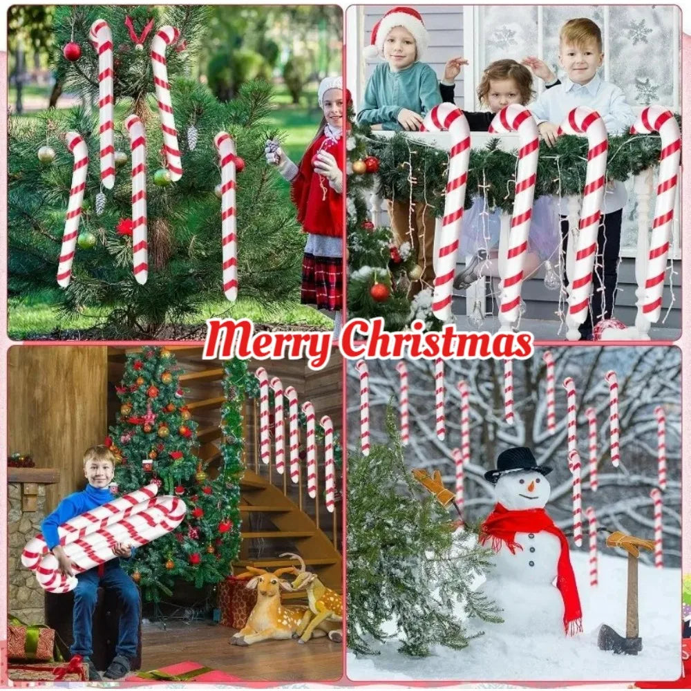 Inflatable Candy Cane Christmas Decorations PVC Xmas Candy Canes Balloons Hanging Ornament Indoor Outdoor Holiday Decorations