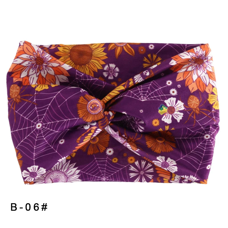 Printed Wide Elastic Headband Pilates Yoga  Running Cycling Hairband Turban Makeup Hair Hoop Makeup Headwrap for Women Girl