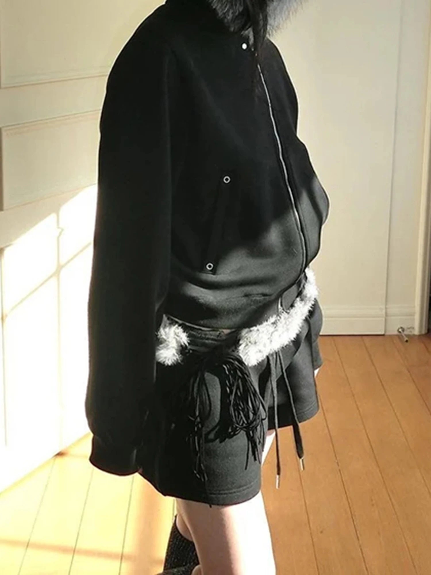 Women s Winter Warm Hooded Coat with Faux Fur Trim Long Sleeve Zipper Hoodie Jacket with 2 Pockets and Plush Lining