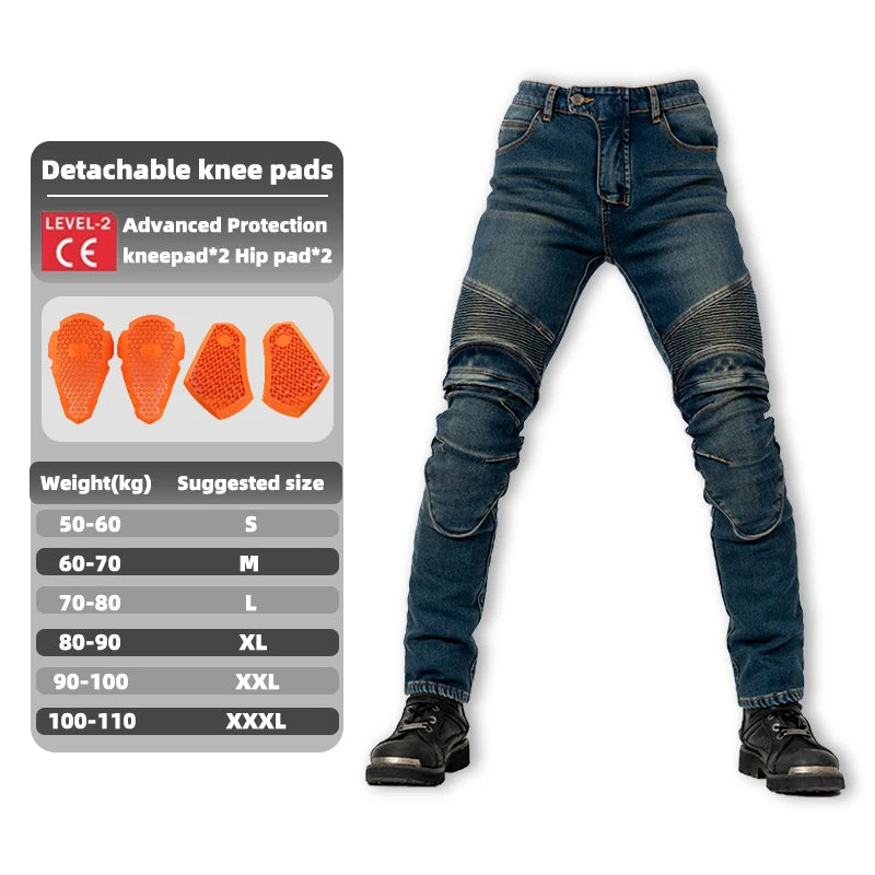 Men Winter Motorcycle Jeans Motocross Blue Pants Racing Protective Gear Rider Pants Anti-fall New Outdoor Riding Motos Trousers