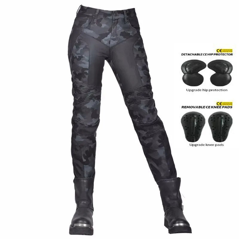 Camo Dual Spring Summer Riding Collection Classic Denim PK720 Motorcycle Female Pants Motocicleta Elastic Fit Jeans 4 Gears