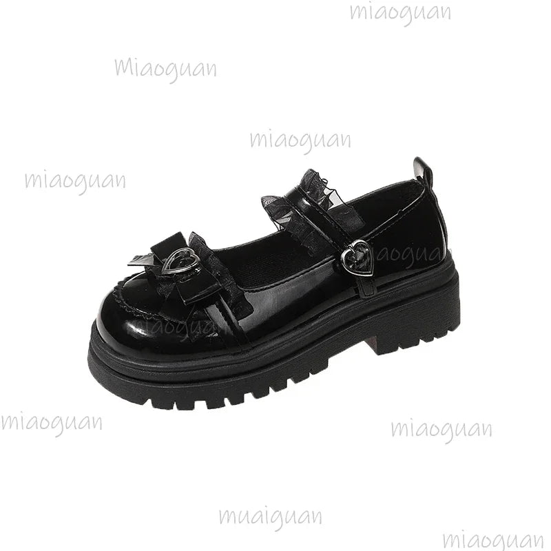 2025 Spring and Autumn Women's Shoes Fashion Round Toe Medium Heel Bow Knot Pumps Belt Buckle Ladies Casual Mary Jane Shoes