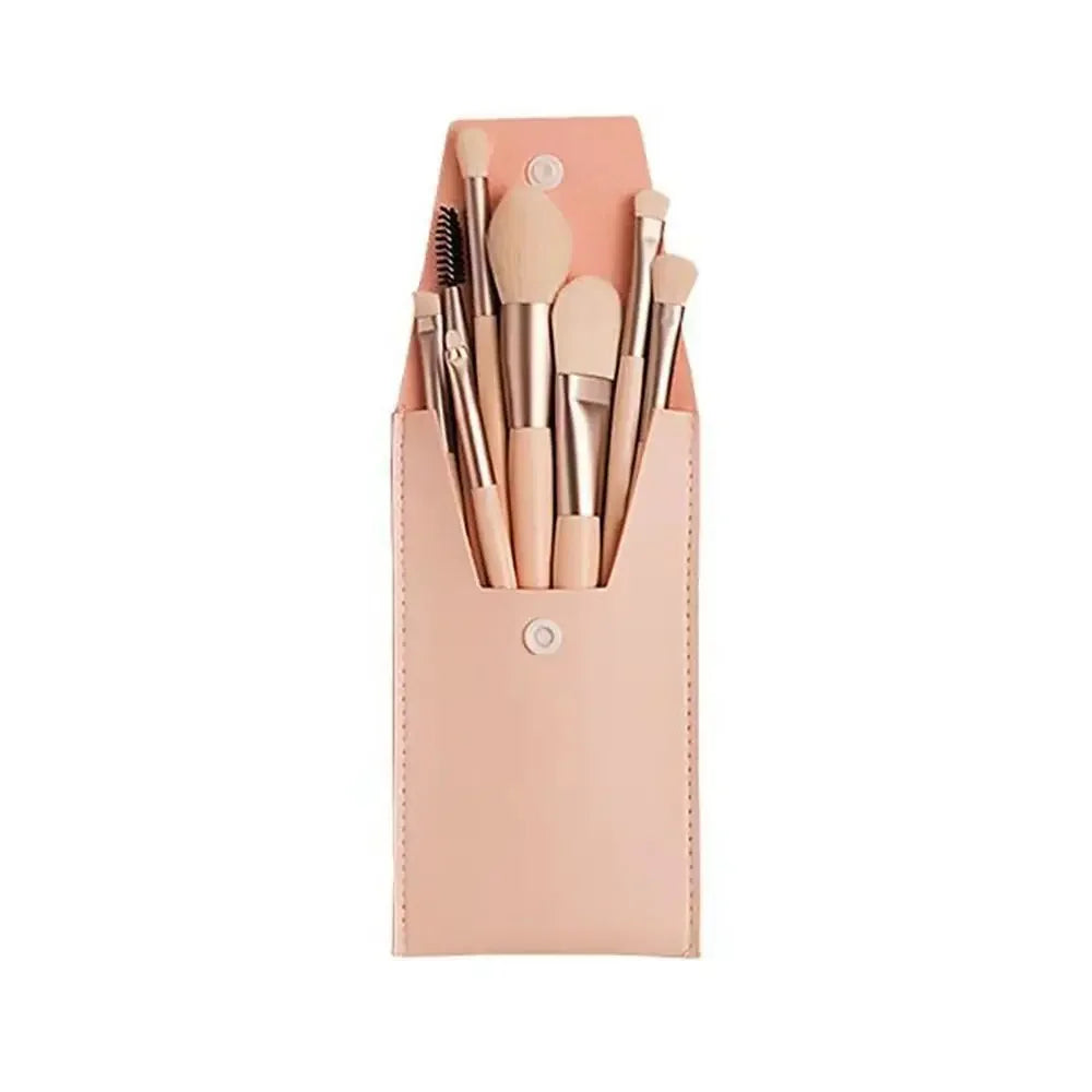 Set of 8 Soft Bristle Make Up Brushes Premium Synthetic With Bag Eyeshadow Brush Eye Facial Beauty Foundation Brush
