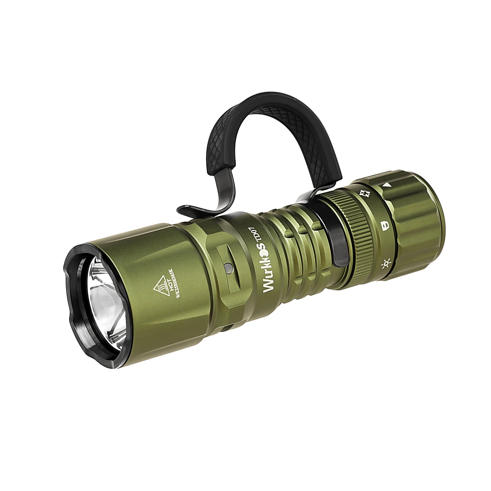 Wurkkos TD07 1300LM Tactical Flashlight 479M Long Throw IP68 Waterproof 18350 Battery Torch Dual Switches and Ring Handle Grip