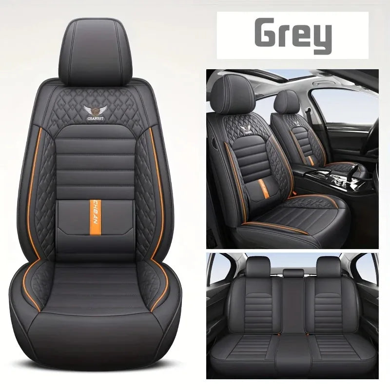 5 Seat Full Set Breathable Napa Leather Car Seat Cover - Luxury Fitted, Ergonomic Design With Fixed Lumbar Support