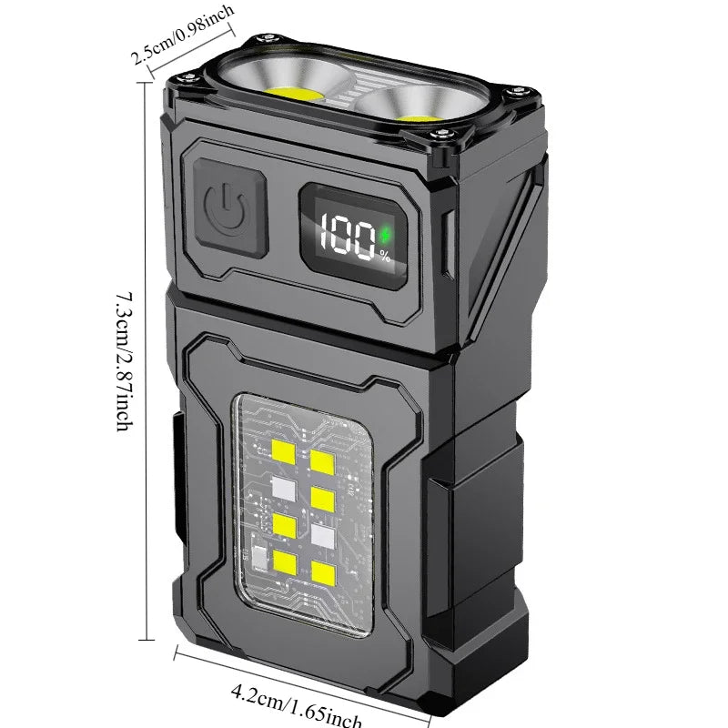 Multifunctional Ajustable Angle LED Flashlight Outdoors Mini Work Light Portable Magnet USB Rechargeable Camping Light