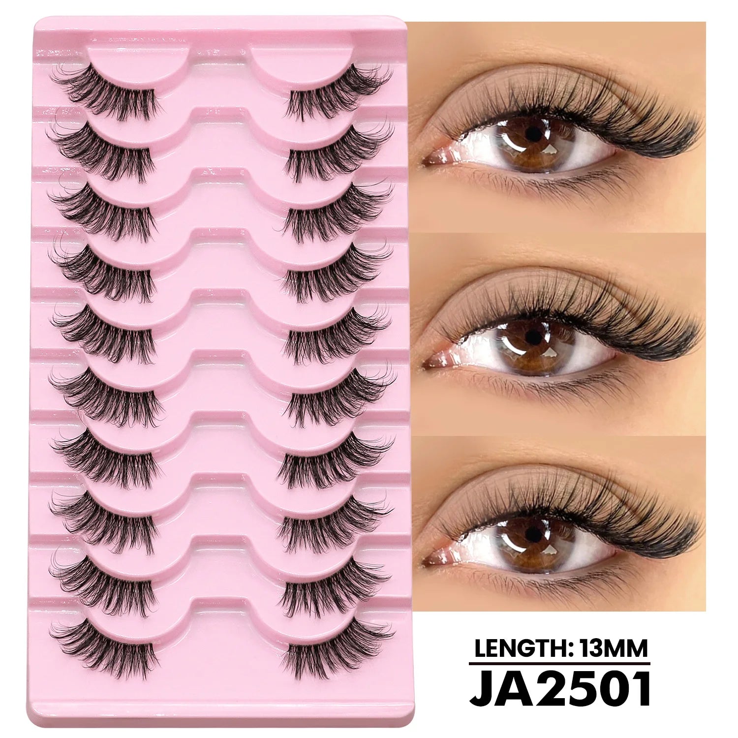 GROINNEYA Two Boxs Half Eyelashes Natural Fluffy Cat Eye Lashes Soft Wispy Faux Mink Lashes Winged End Eye Elongated Eyelashes