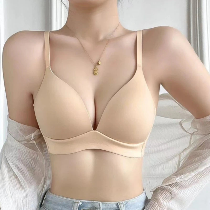 3Pcs/Set Seamless Bras For Women Non-wire Glossy Underwear Push Up Bra Without Steel Ring 3/4 Cup Female Comfort Lingerie