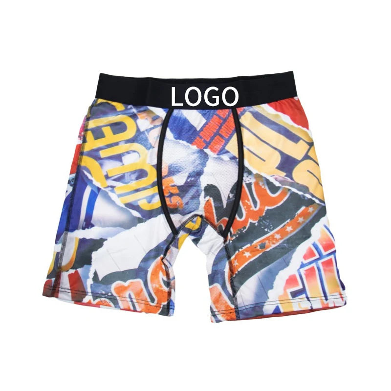 Sexy Men Underwear Mesh Breathable Crotch Mens Underpants Men's Panties Plus Size L-2XL Man Boxershorts Printed Men Boxer Briefs
