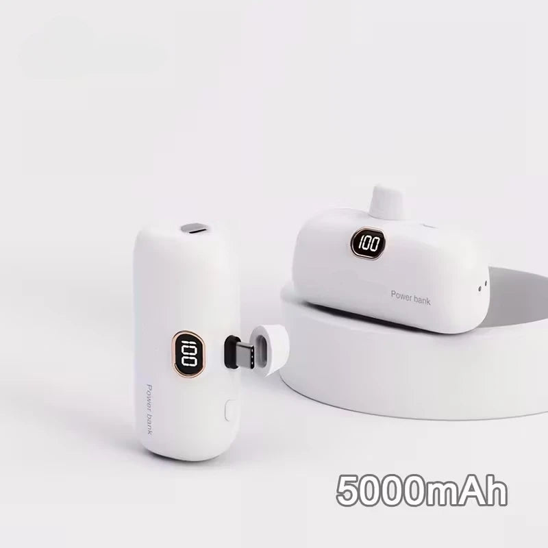 Mini Capsule 5000mAh High Capacity Power Bank Portable Wireless Fast Charging External Battery For iPhone Huawei Samsung Xiaomi