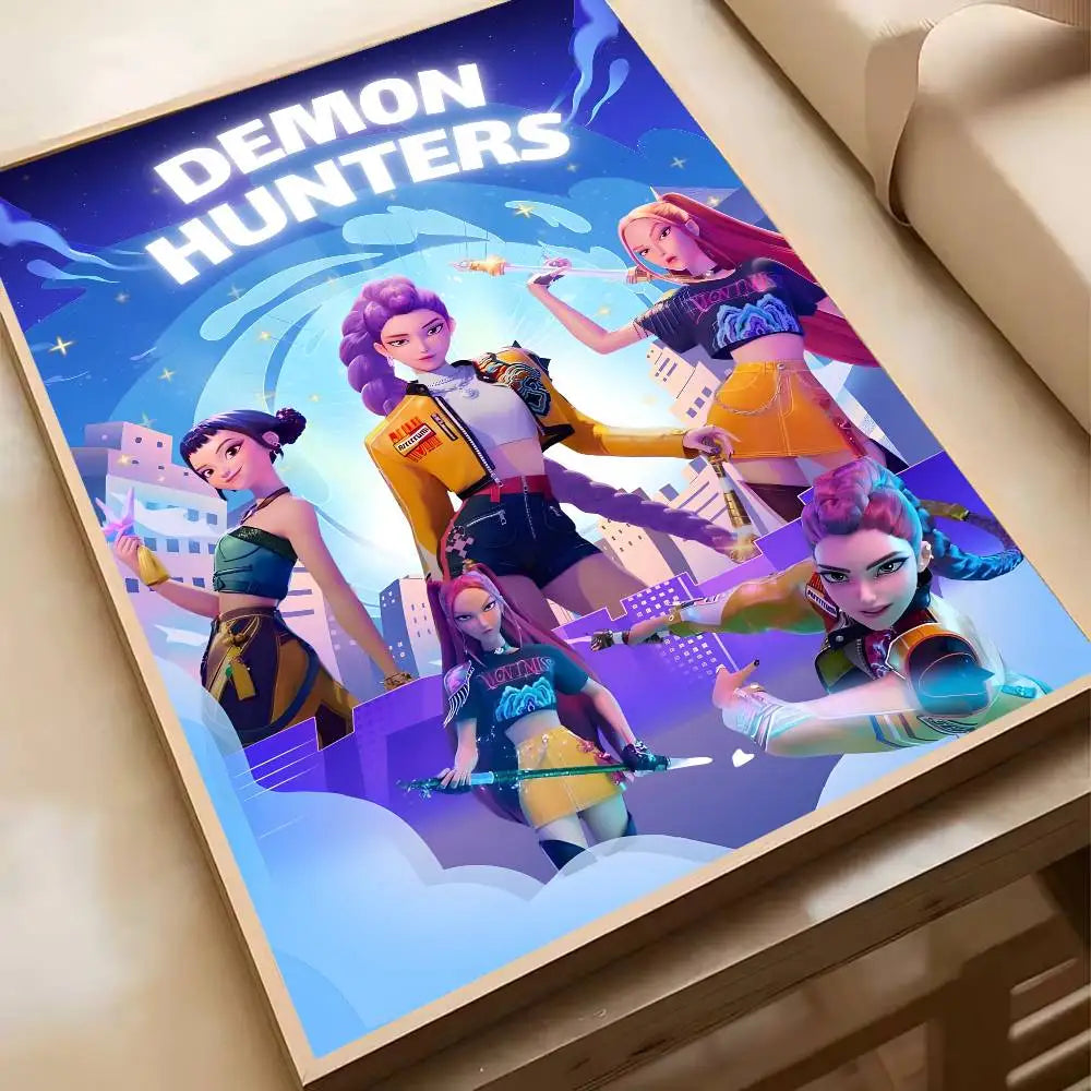 Hot Movie K-pop D-Demon H-Hunters Anime Poster Waterproof HD Art Wall Decal Self-Adhesive Print. Aesthetic Home Room Decor for L