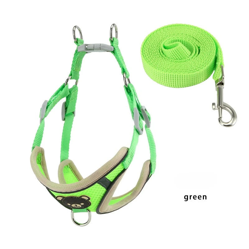 Dog Harness Adjustable Vest Walking Traction Rope Set for Dog Collar Breathable Mesh Harness for Small Medium Cat Dog Pet Lead