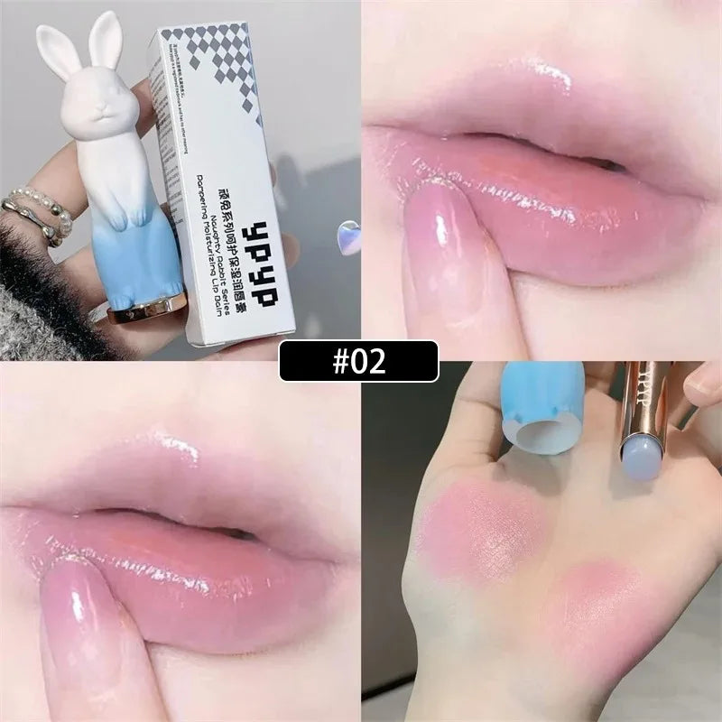 Rabbit Moisturizing Lip Balm Purple Rose Tint Crystal Jelly Colored Anti-chapped Lip Care Smoothens LipLines Base Clear Lipstick