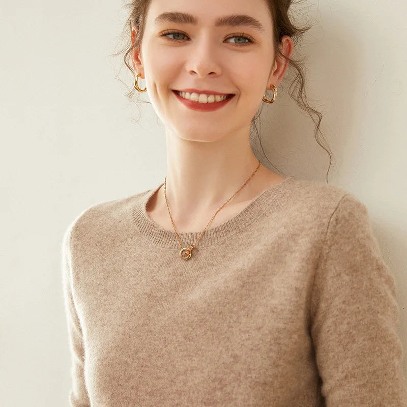 Autumn And Winter Cashmere Sweater Women's Crew Neck Pullover Casual Knitted Top Women's Short Undercoat Fashion 18 Colors