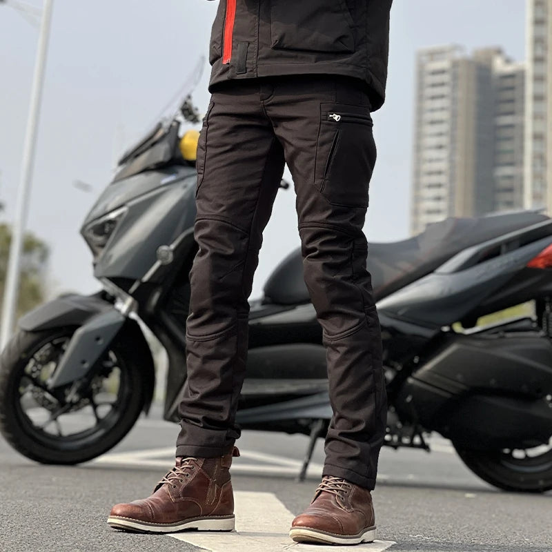 Men's Winter Motorcycle Pants Waterproof Windproof Thickened with Protective Gear New Motocross Motorbike Outdoor Trousers
