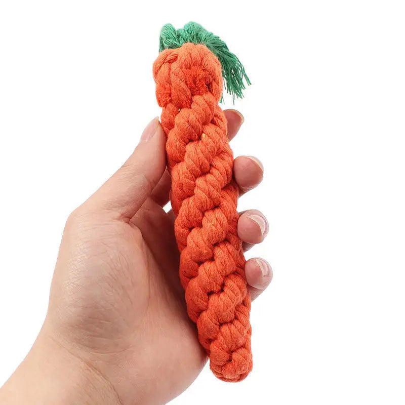 1Pcs Carrot Dog Bite Rope Pet Dog Toys Safe Durable Braided Bite Dog Chew Toys Resistant Puppy Molar Cleaning Teeth Cotton Rope