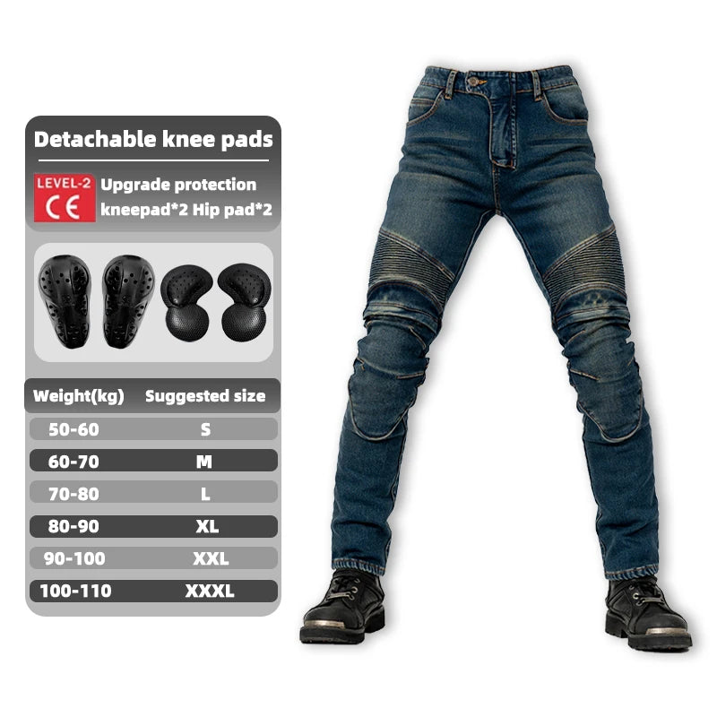 Men Winter Motorcycle Jeans Motocross Blue Pants Racing Protective Gear Rider Pants Anti-fall New Outdoor Riding Motos Trousers