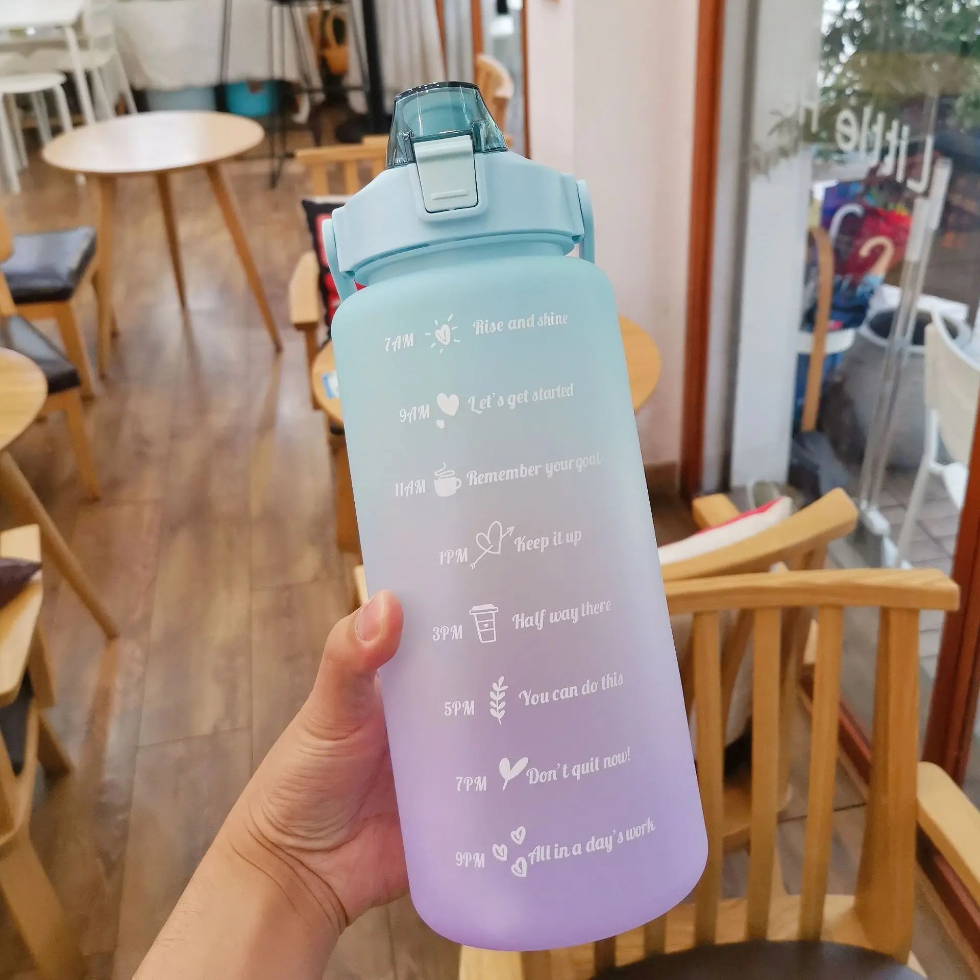 2000ml Sports Drinking Bottles with Time Marker Men Women Water Bottle with Straw Large Capacity Outdoor Cup Fitness Drinkware