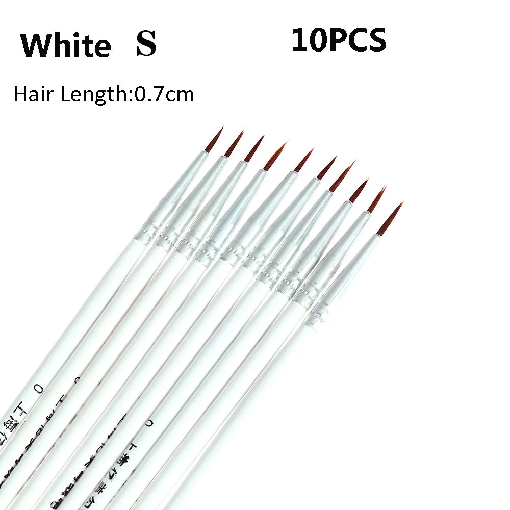 10Pcs Fine Hand Painted Thin Hook Line Pen Drawing Art Pen Nylon Brush Makeup Eyeliner Pen Detail Brush Cosmetics Art Supplies