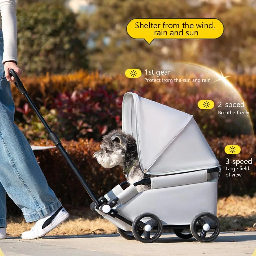 Small Pet Stroller Dog Dog Cat Teddy Baby Cart Toy Small Trolley Out Travel Pet Dog Car Lightweight Folding Walking Dog Walker