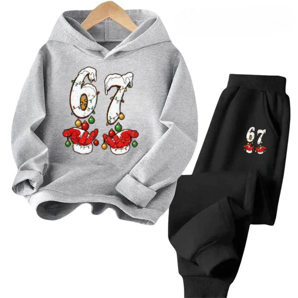 4-13Y 67 Skin-Friendly Kids Suit Hypoallergenic Cotton 2Pcs Playwear Free Shipping 2026 Children's Comfortable Sweatshirt Set