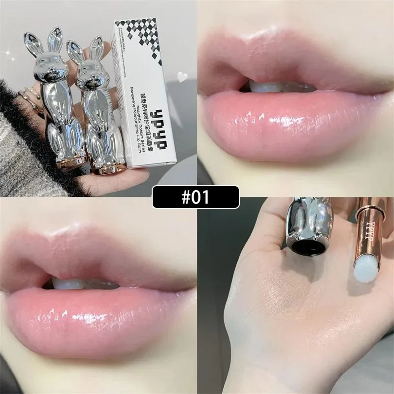 Rabbit Moisturizing Lip Balm Purple Rose Tint Crystal Jelly Colored Anti-chapped Lip Care Smoothens LipLines Base Clear Lipstick